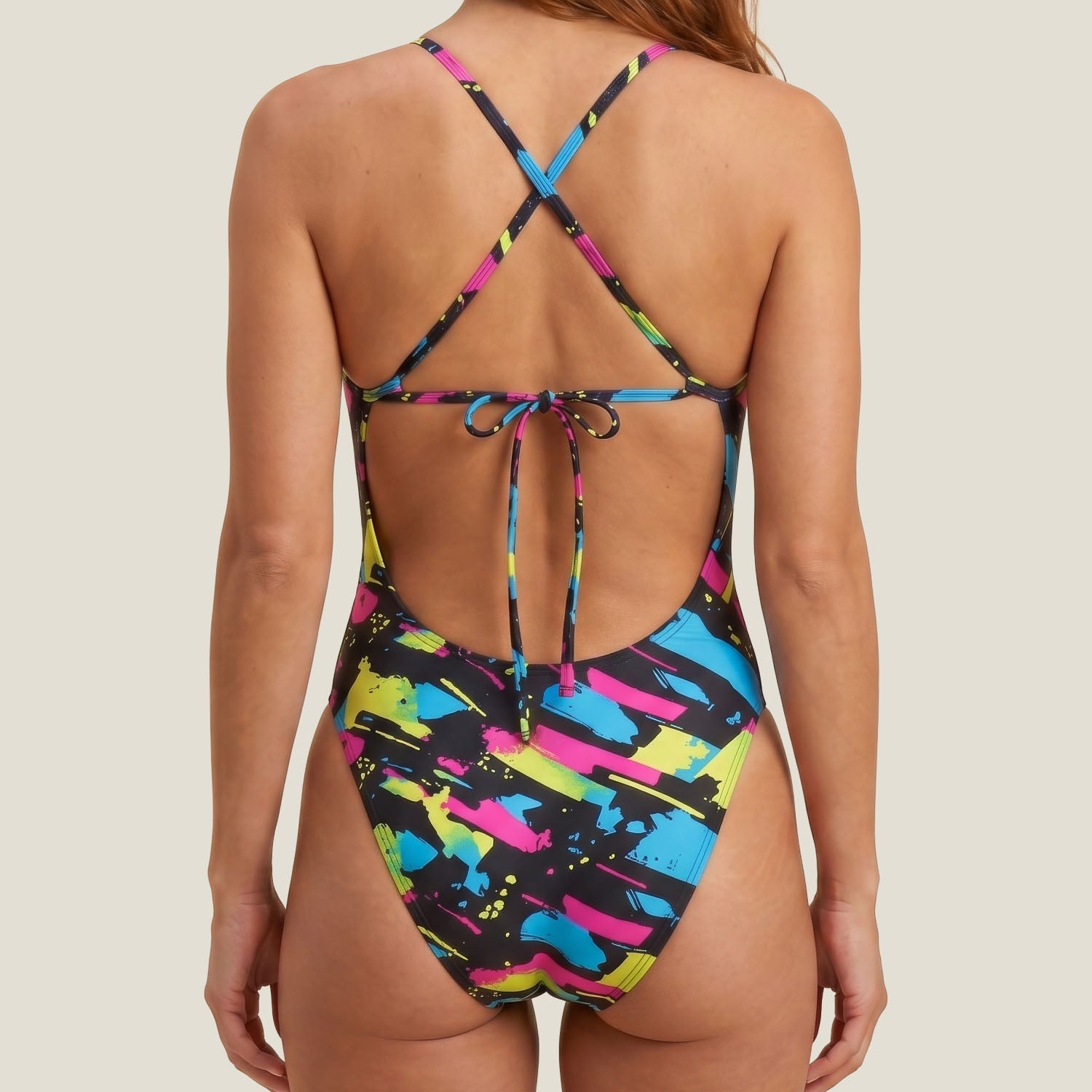 Close-up of the leakproof gusset on the WUKA Lunafly Competition Tie-Back period swimsuit