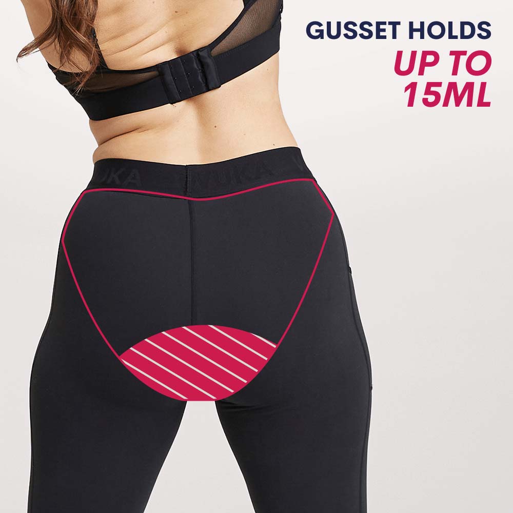 WUKA  Perform Period Leggings Style Medium Flow Black Colour Gusset Feature