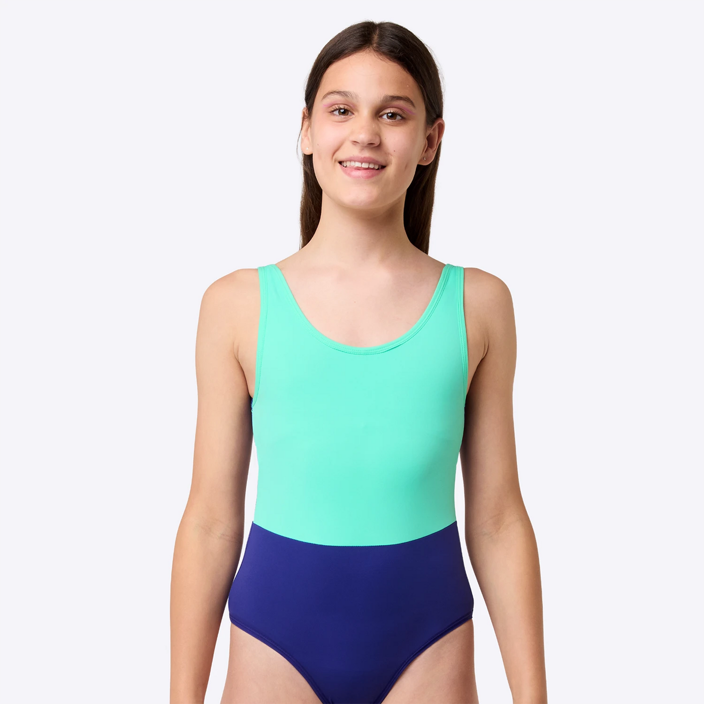 WUKA Teen Period Two-Tone Scoopback Swimsuit - Green/Blue - Front