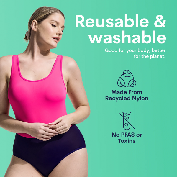 WUKA two-tone swimsuit - reusable and washable. Good for your body, better for the planet