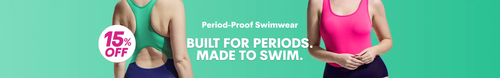 WUKA period-proof swimwear, built for periods, made to swim. 15% off limited time only