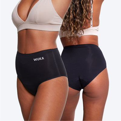 2 WUKA Stretch Seamless High Waist Heavy Style Heavy Flow Black Colour Set