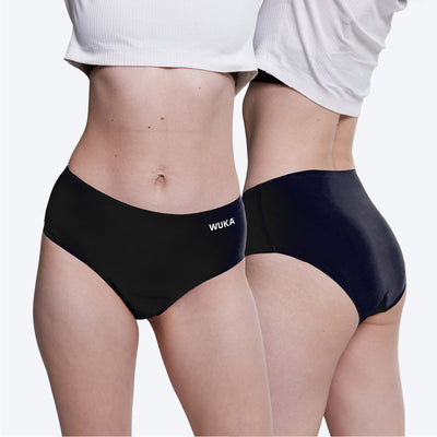 2 WUKA Stretch Seamless Midi Brief Heavy Style Heavy Flow Black Colour Set