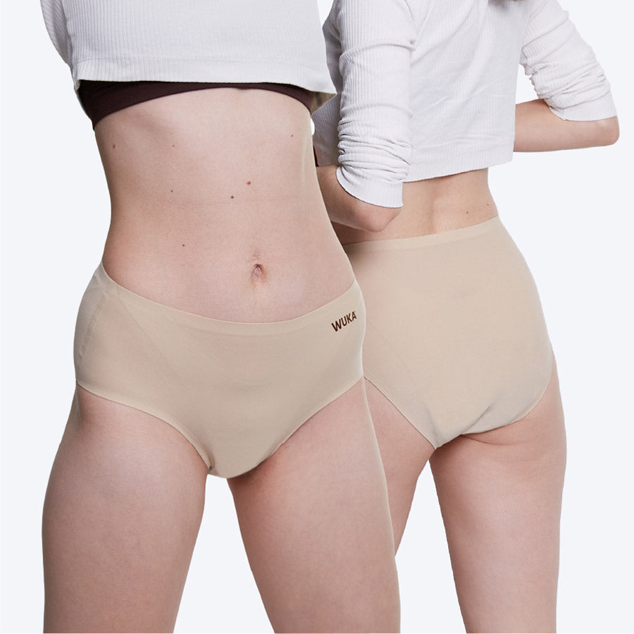 2 WUKA Stretch Seamless Midi Brief Heavy Style Heavy Flow Light Nude Colour Front