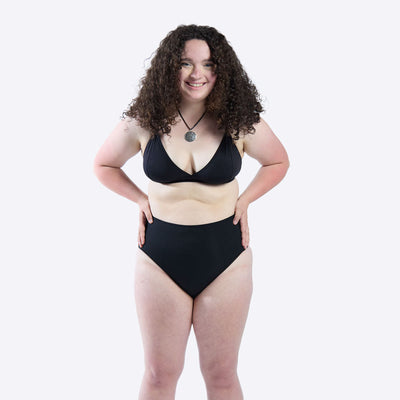 WUKA Period Swim High Waist Style Light Flow Black Colour Full Front